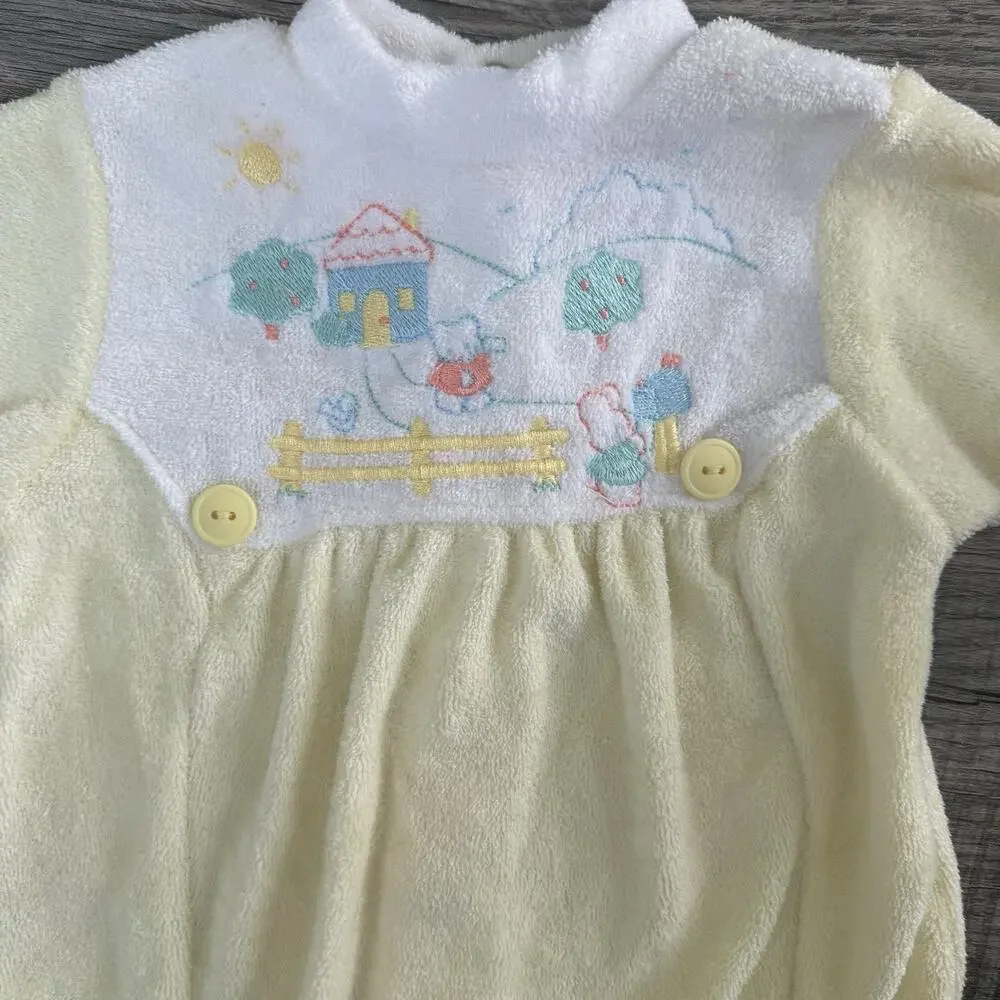 Vtg Baby Little Me Small 0-3 Months Terry Cloth One Piece Sleeper Easter Pastel